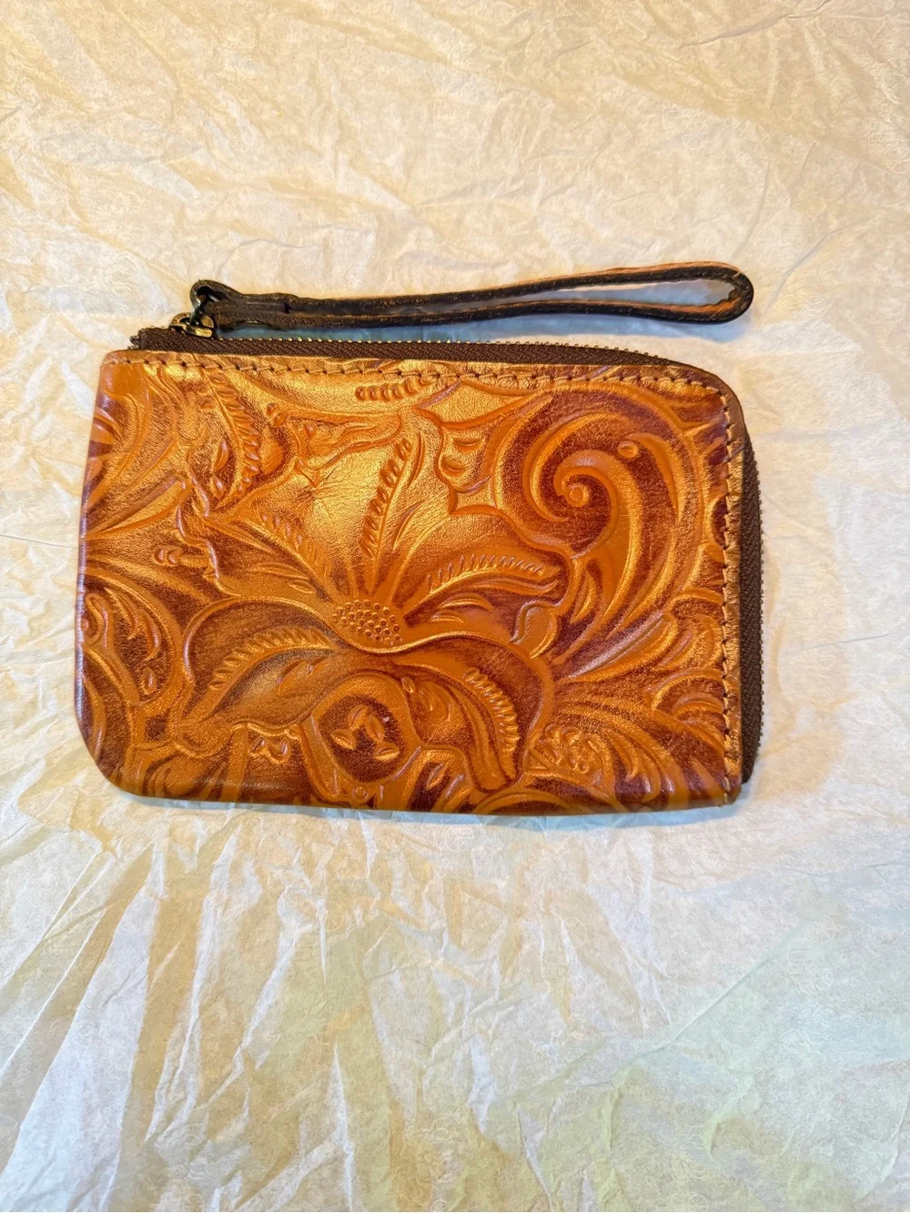 Patricia Nash Florence St. Croce zippered tooled leather wristlet